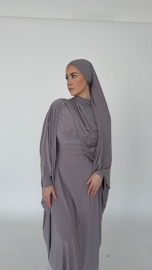 The Noor Pearl Abaya ~ Crescent Silver
