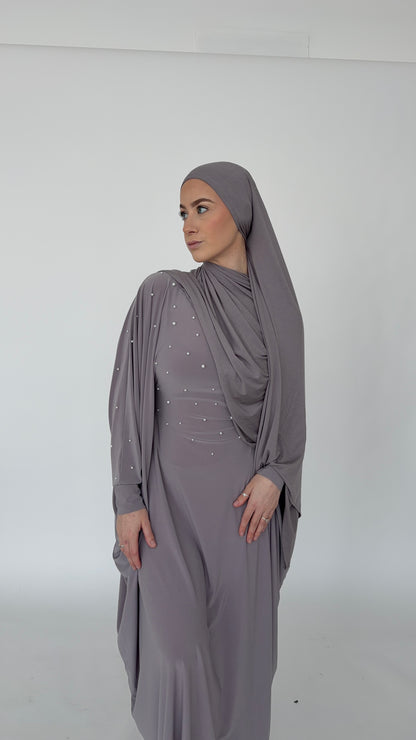 The Noor Pearl Abaya ~ Crescent Silver
